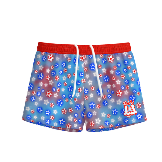 Kids Patriotic American Stars Mesh Shorts