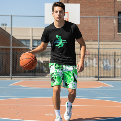 Adult Unisex Mesh Basketball Shorts: Green and Black