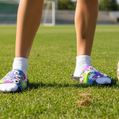 Women's Soccer Slides, Sandals, Paint Splash Design