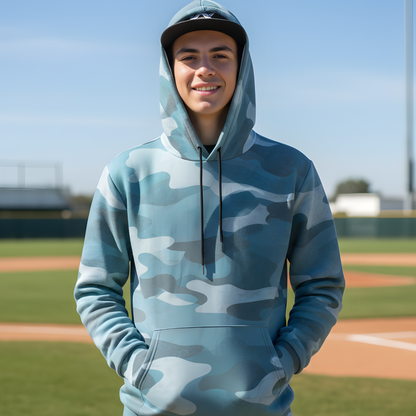 Adult Unisex Camo American Flag Baseball Hoodie
