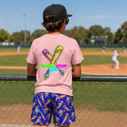 Youth Baseball Mesh Shorts, Ice Cream Drip Blue Edition