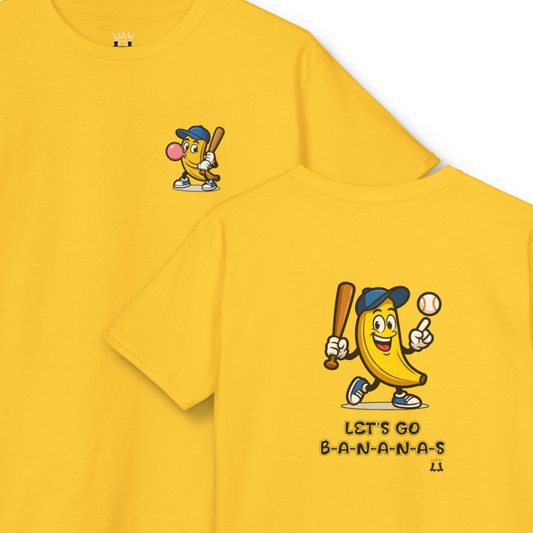 Youth Gildan Unisex Baseball Goes Bananas T-Shirt: Funny Graphic Tee