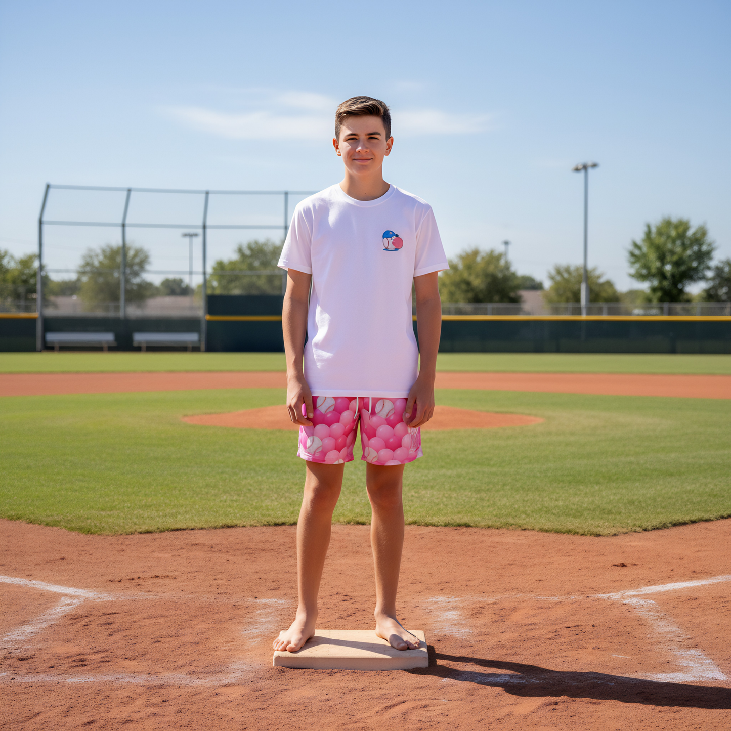 Teen and Adult Baseball and Bubbles Mesh Shorts