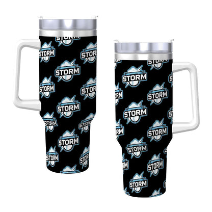 Storm Travel Coffee Mug with Handle and Straw (Black, 40oz)