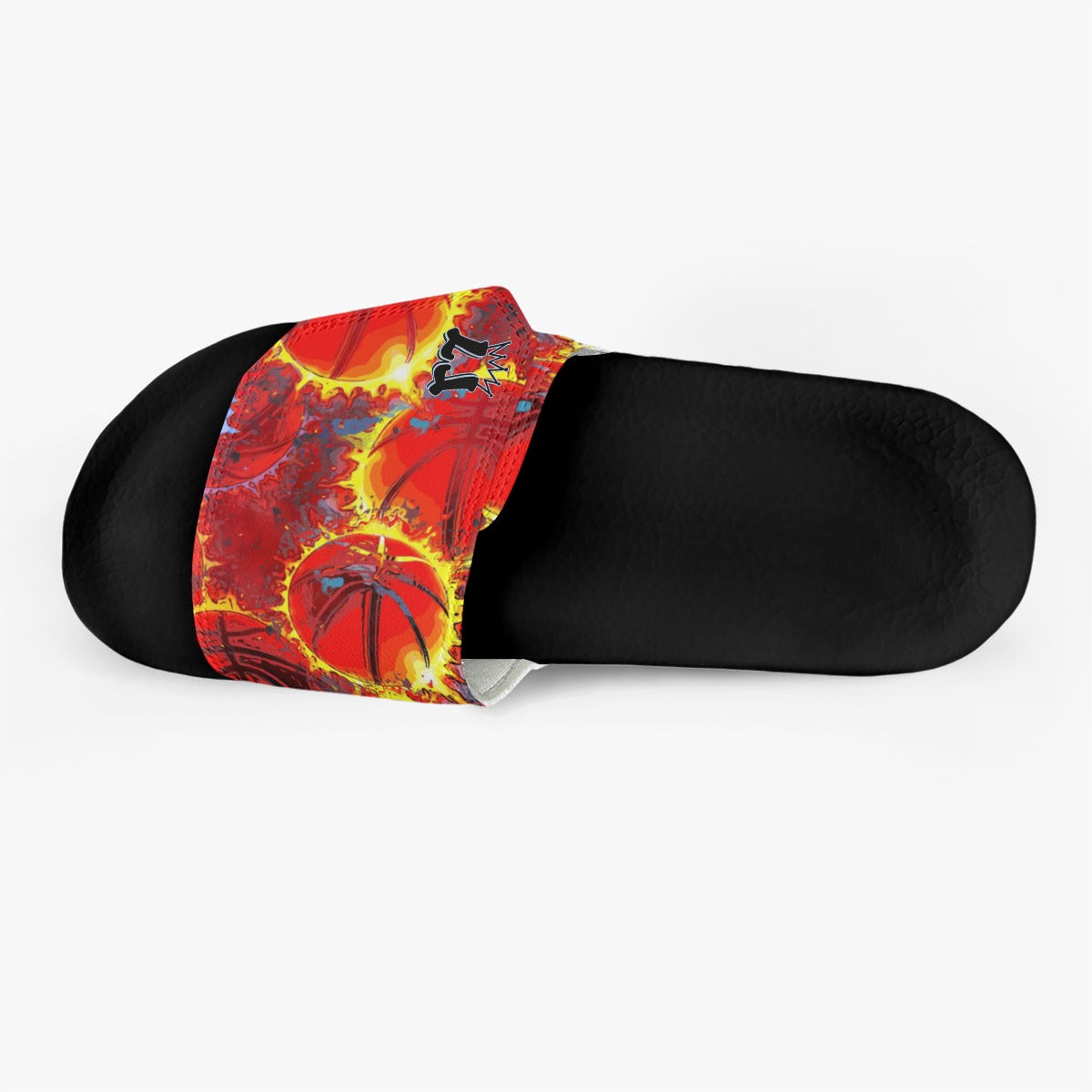 Men's Basketball Velcro Slides, Basketball On Fire
