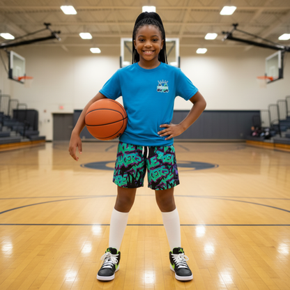 Youth Graffit Basketball Ankle Breakers Mesh Athletic Shorts