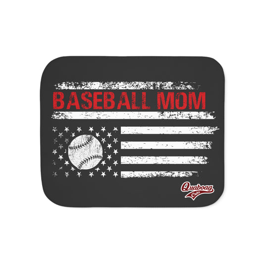 Quaboag Baseball Mom Flag Sherpa Blanket