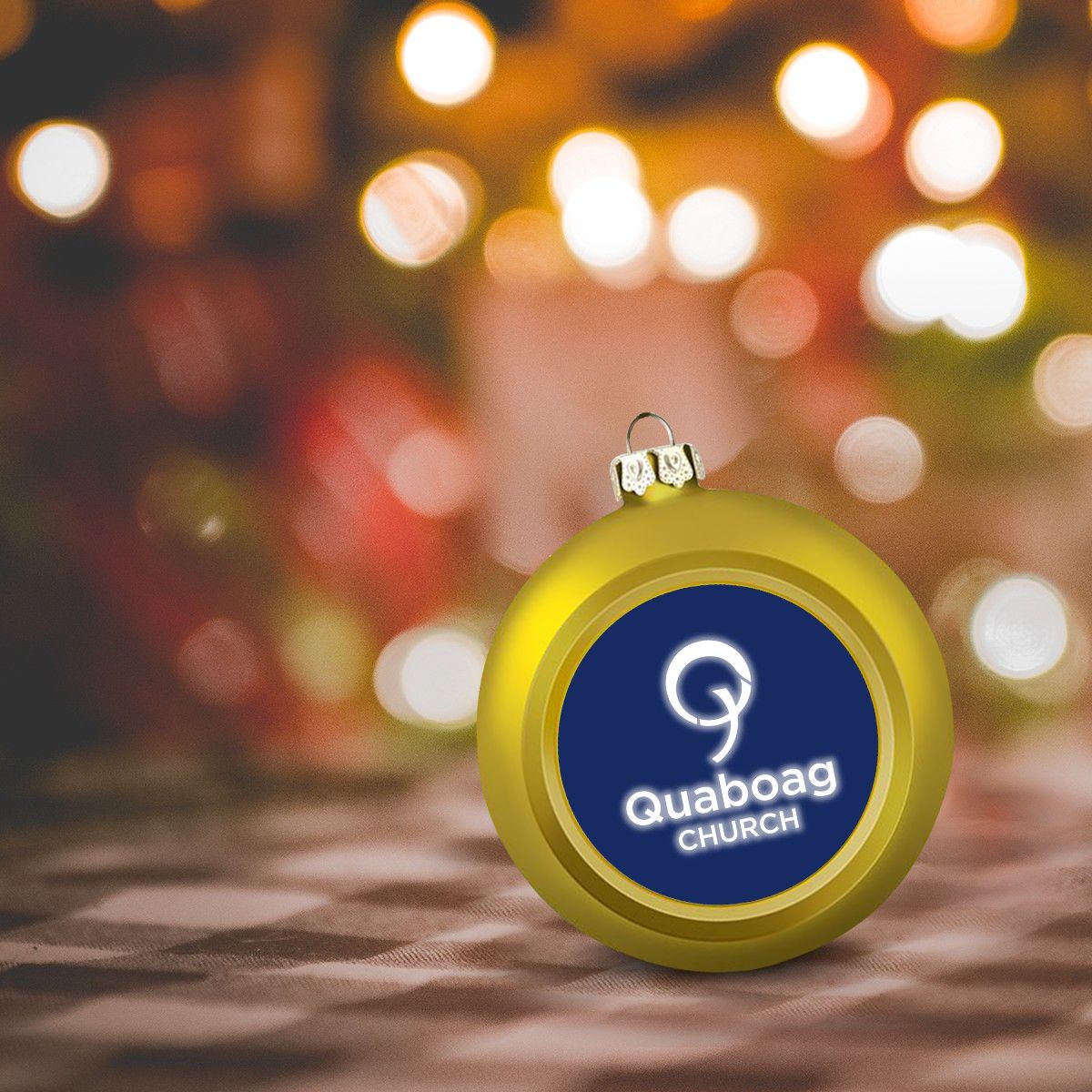 Quaboag Church Christmas Ball Ornaments - Gold and Red