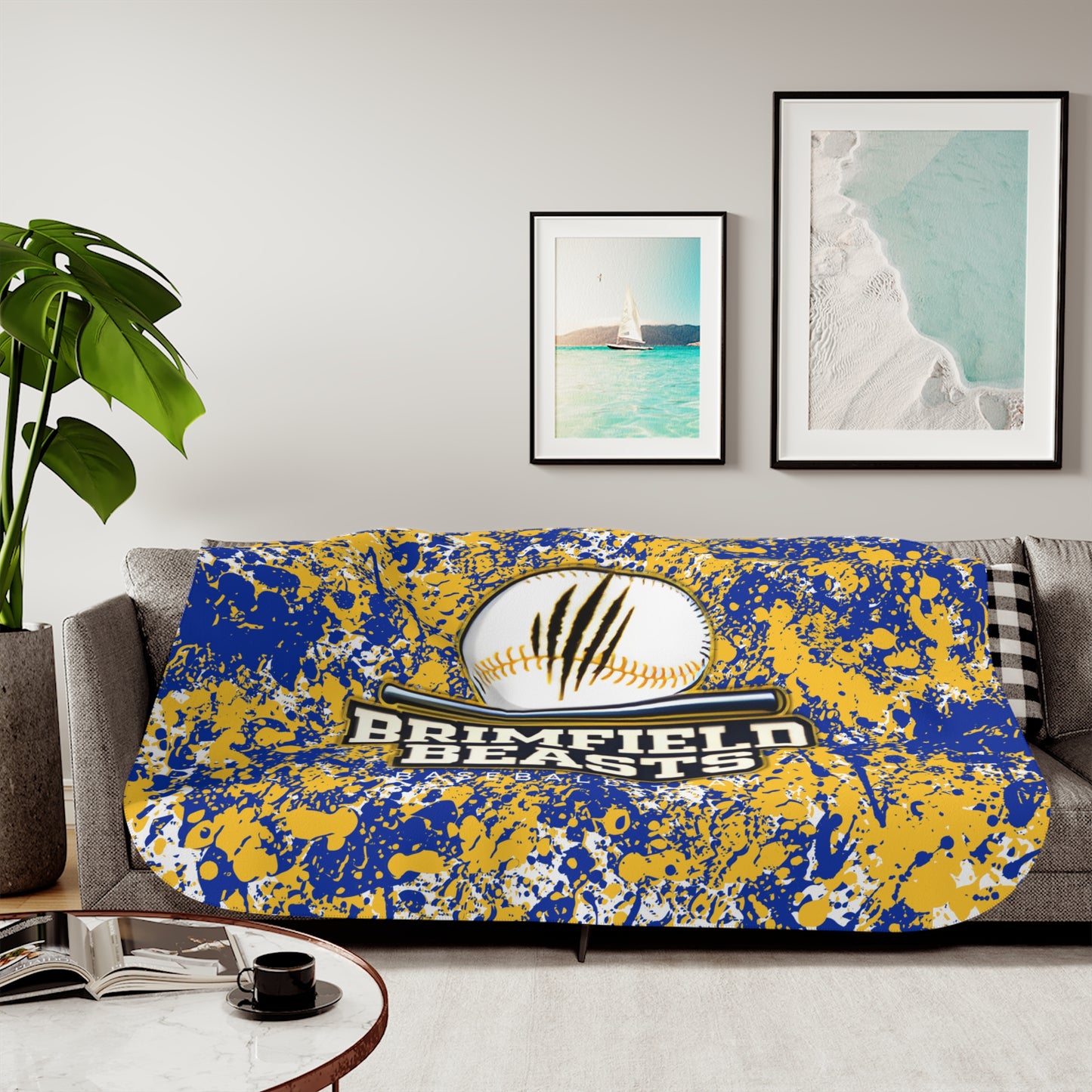 Brimfield Beasts Little League Sherpa Blanket - Paint Splatter