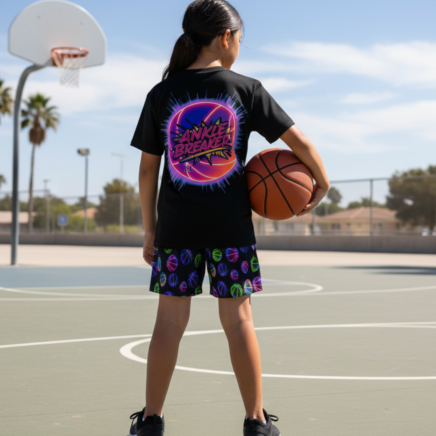 Youth Basketball Neon Mesh Athletic Shorts