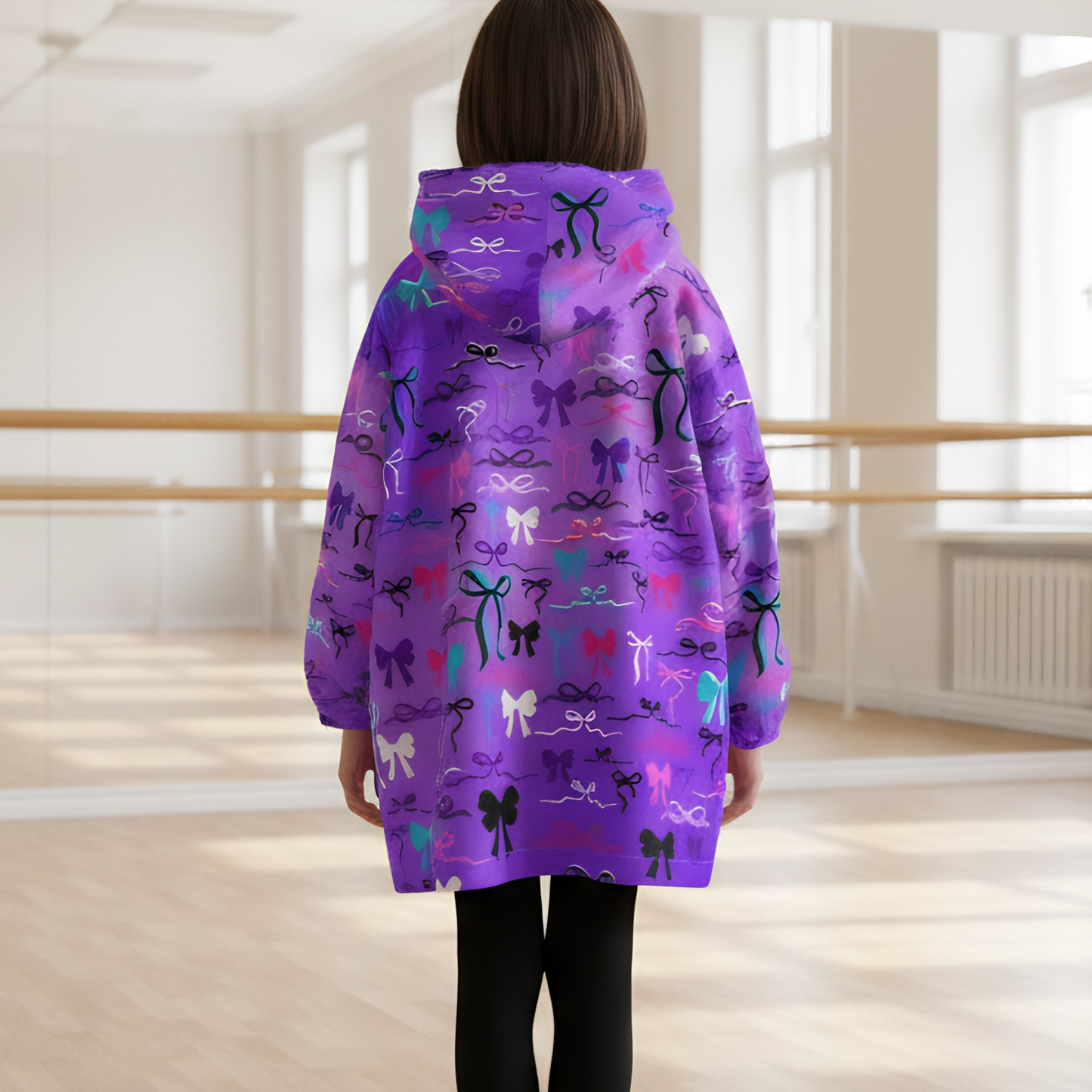 Kids Gradient Purple Coquette Aesthetic Blanket Hoodie