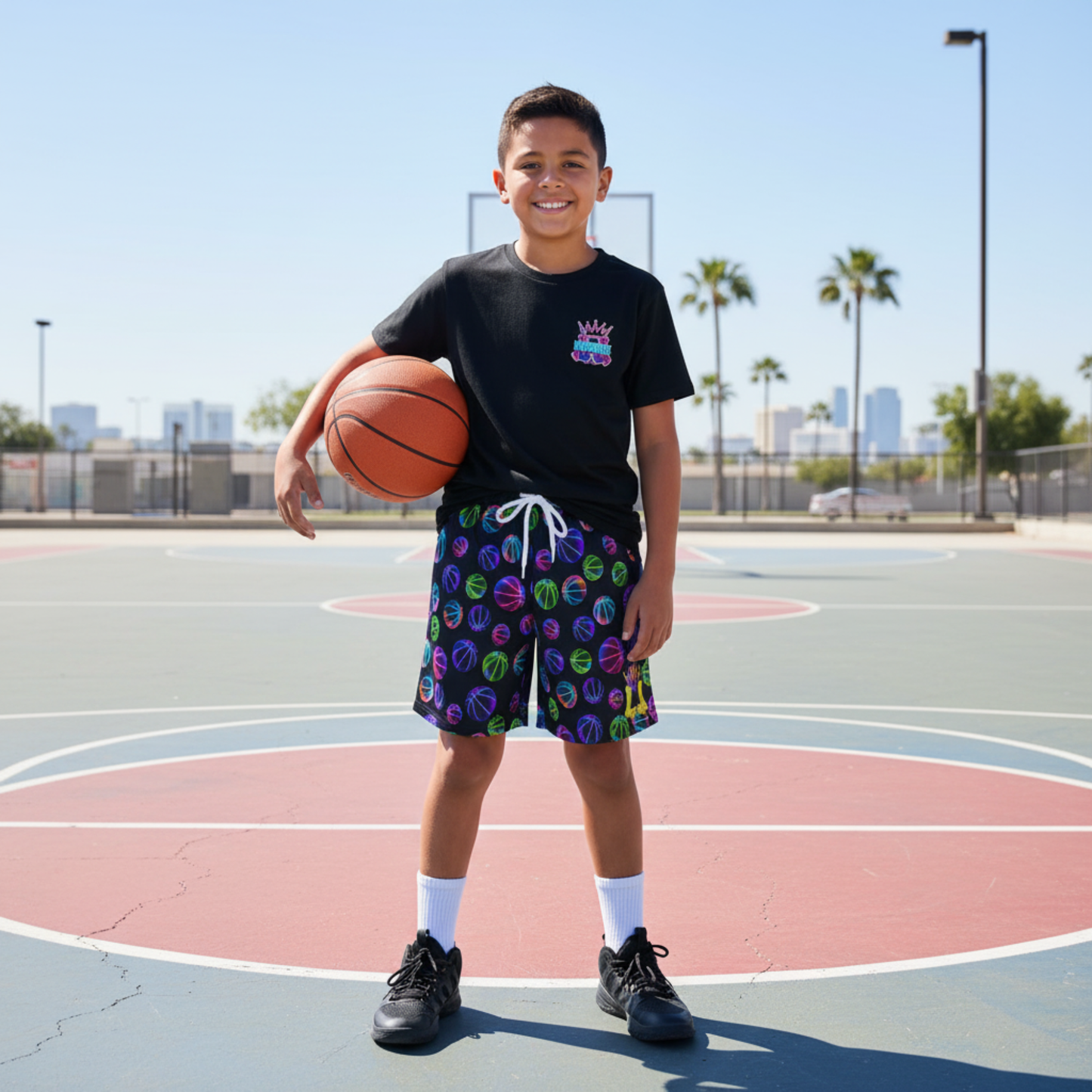 Youth Basketball Neon Mesh Athletic Shorts