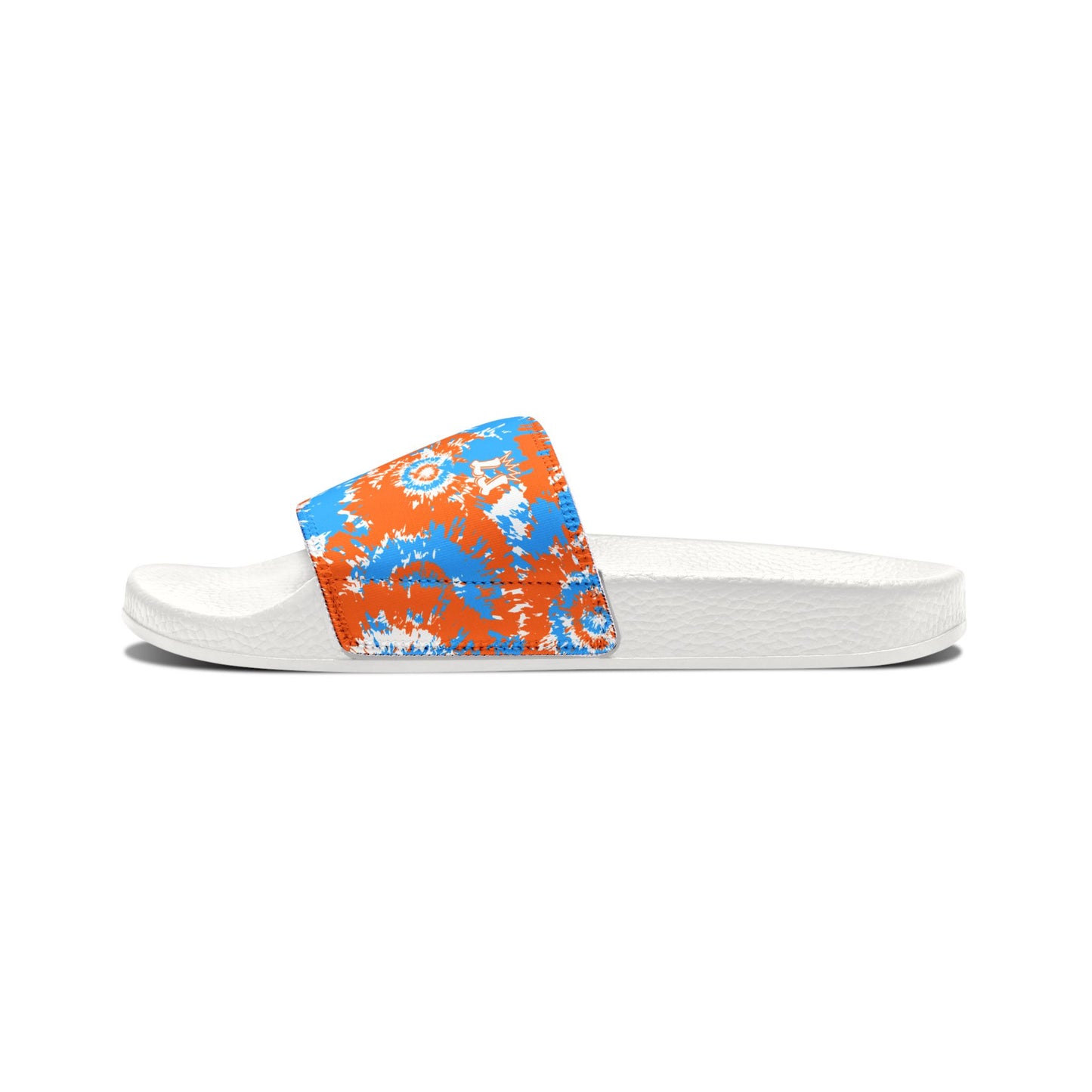 Kids Blue Orange Tie-Dye Removable Strap Slide Sandals