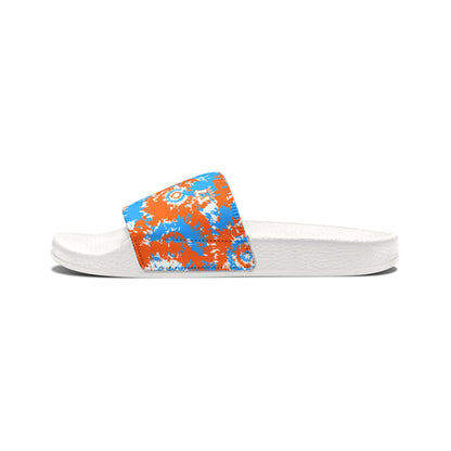Kids Blue Orange Tie-Dye Removable Strap Slide Sandals