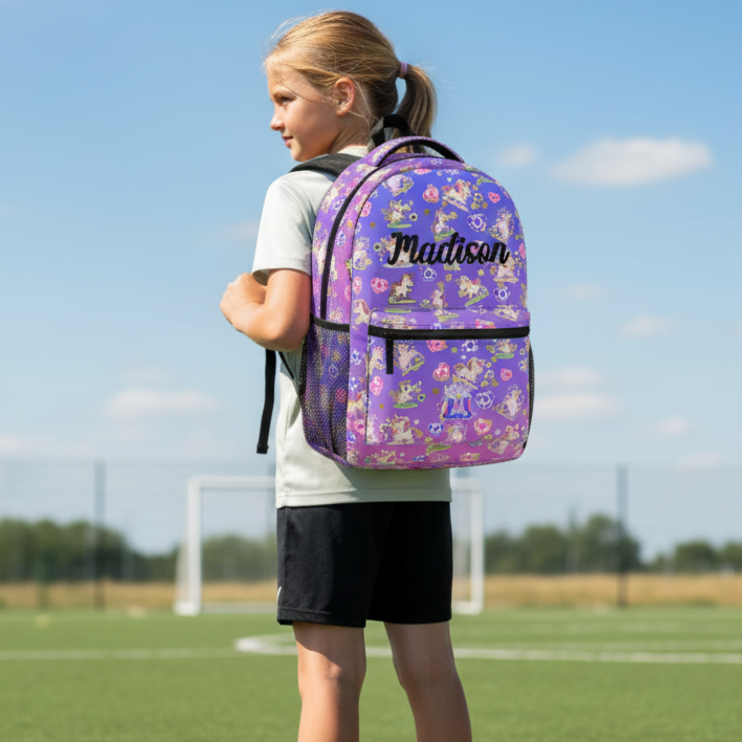 Personalized Unicorn Soccer Backpack, Custom Kids Sports and Travel Bag
