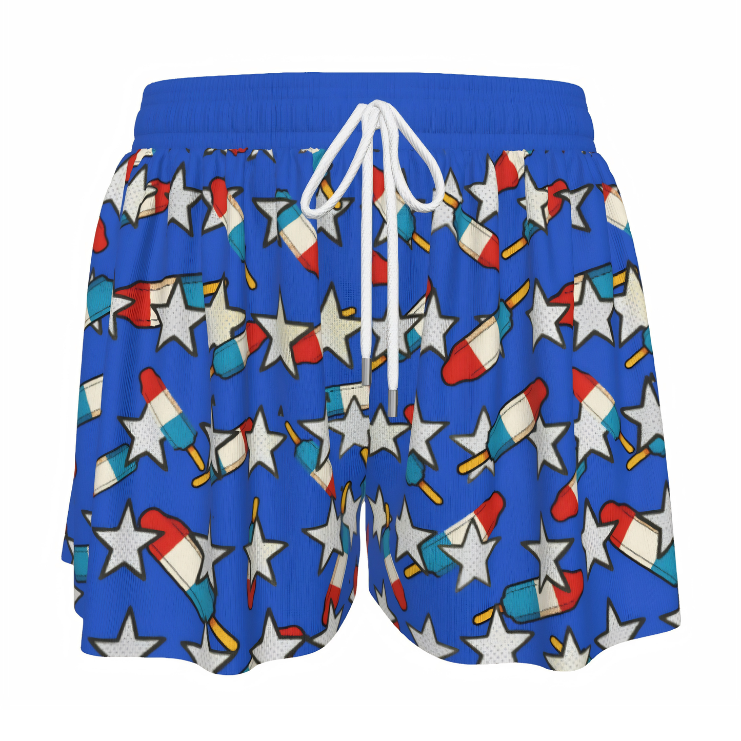 Girls Patriotic Stars and Popsicles Athletic Butterfly Shorts