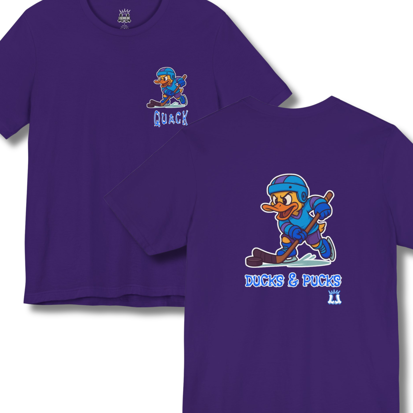 Adult Unisex T-Shirt:Casual Quack Ducks and Pucks Hockey Tee