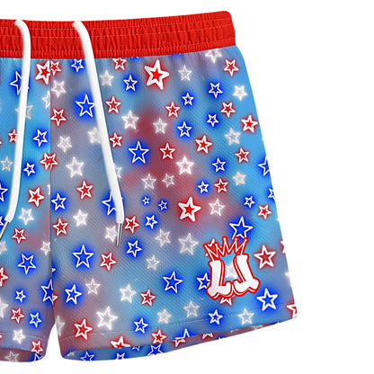 Kids Patriotic American Stars Mesh Shorts