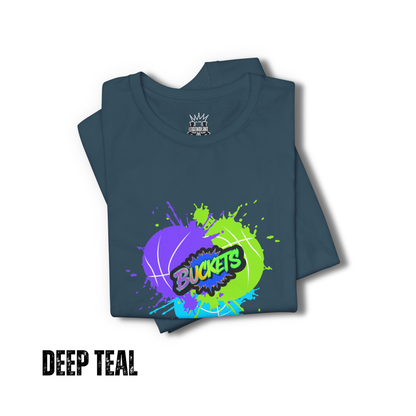 Adult Unisex Basketball T-Shirt: Buckets, Paint Splash Print