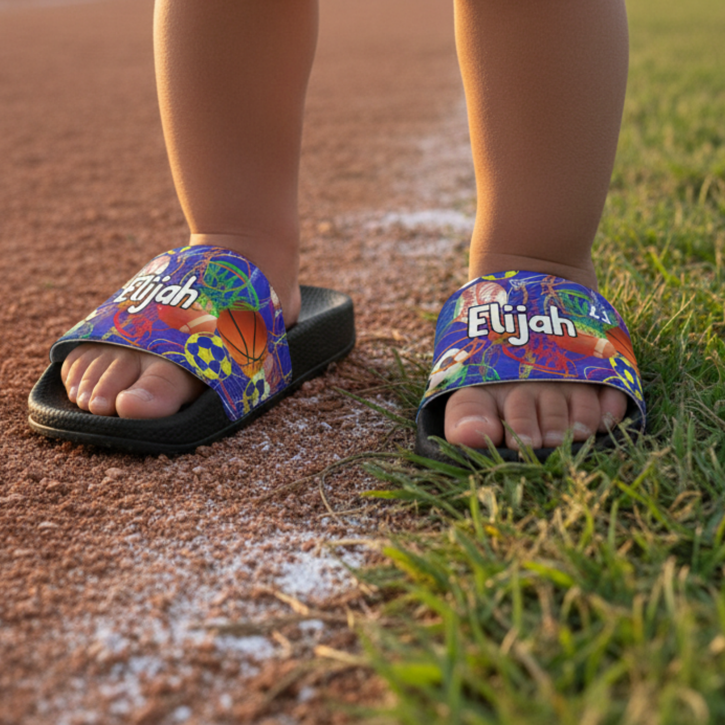 Personalized Youth Sports Sandals, Removable Strap All Sports Kids Slides