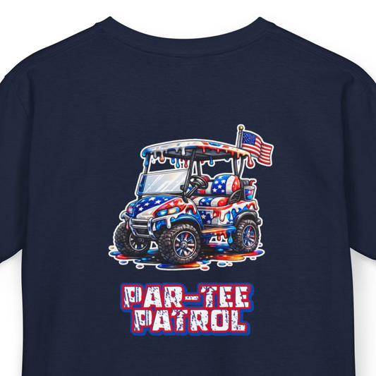 Kids Tee — "Par-Tee Patrol" Patriotic Golf Cart Graphic
