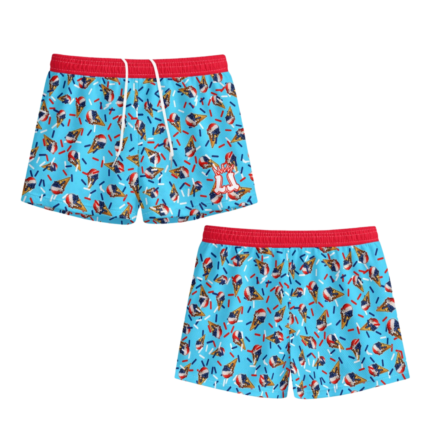 Kids Patriotic Golf Ice Cream Mesh Shorts