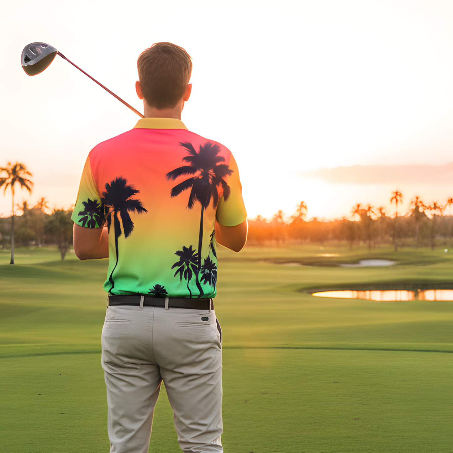 Men's UV Protection Palm Tree Polo Shirt