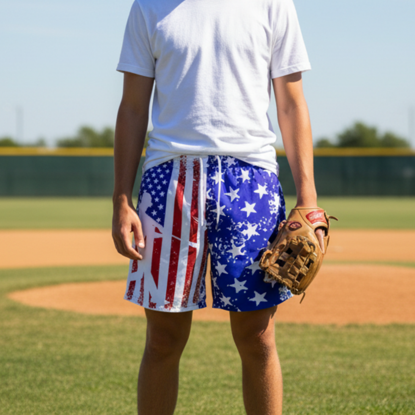 Baseball American Flag Unisex Mesh Shorts