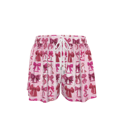 Women's Coquette Pink Bow Design Butterfly Shorts