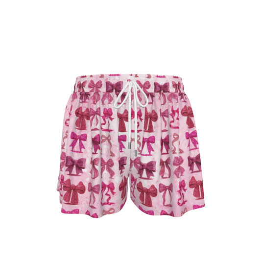 Women's Coquette Pink Bow Design Butterfly Shorts