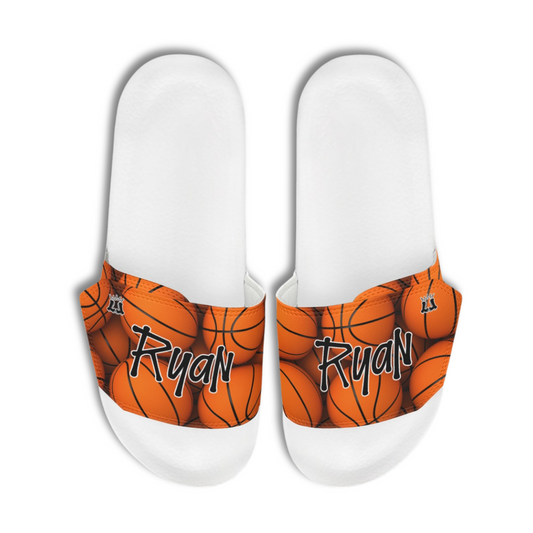 Men's Personalized Name Basketball Slides