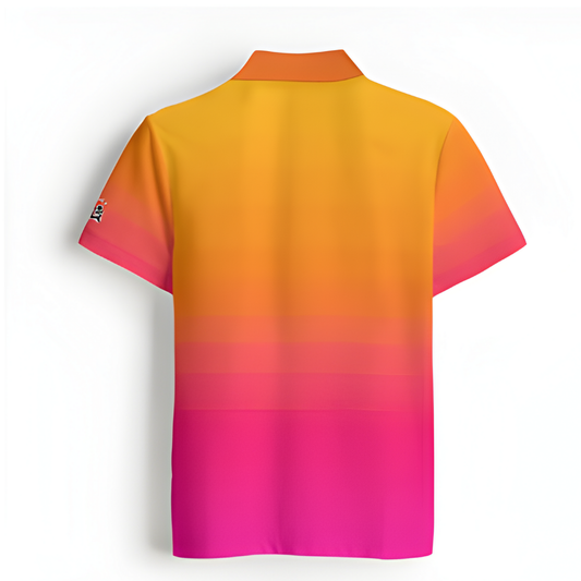 All-Over Print Men's Polo Shirt, Gradient Orange and Pink