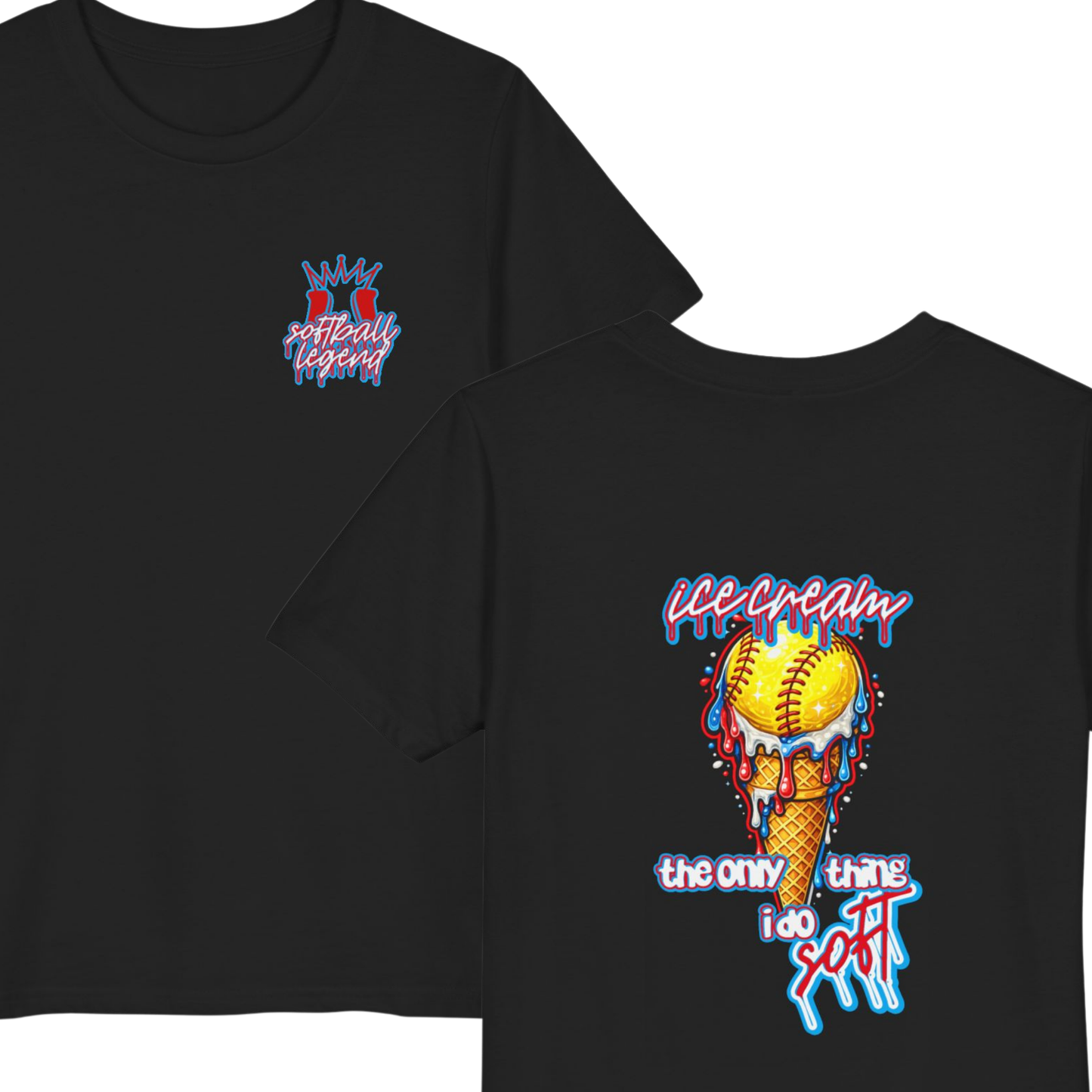 Youth Softball Ice Cream Drip T-Shirt