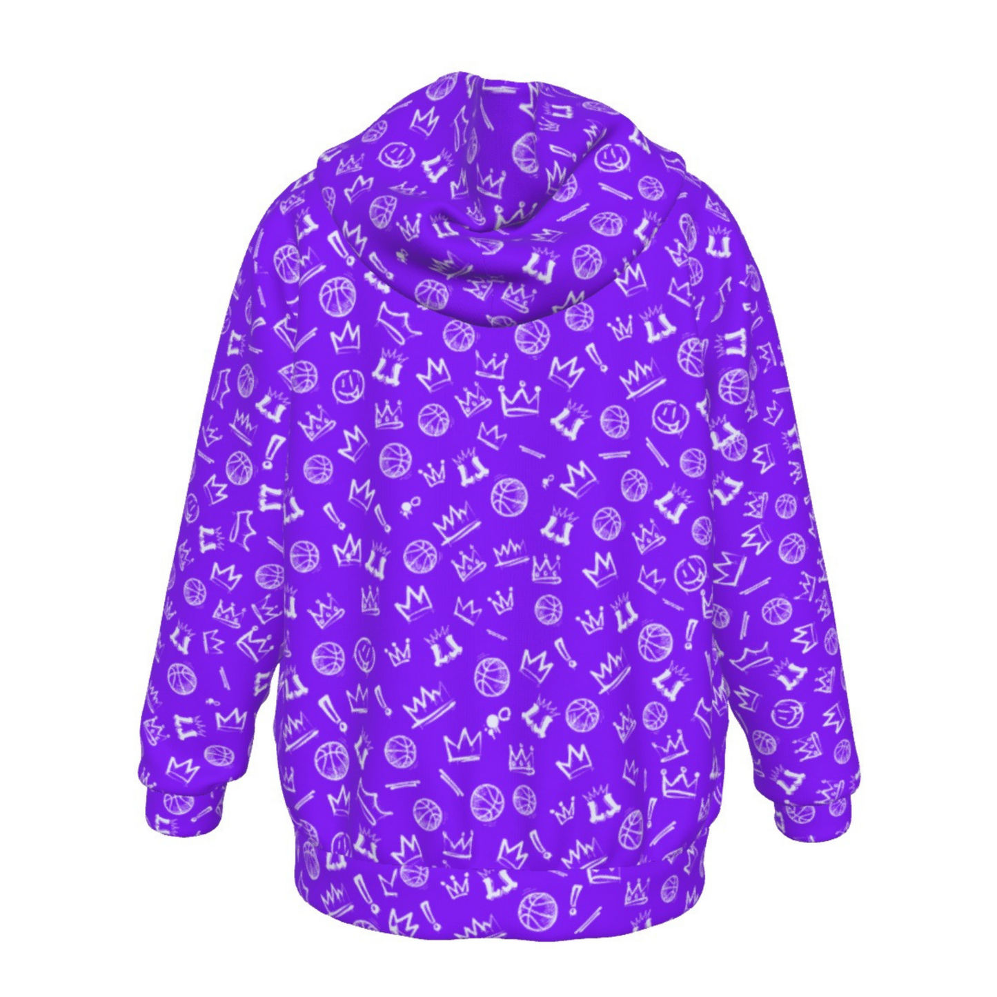 Kid's Fleece Lined Purple Soccer Graffiti Hoodie