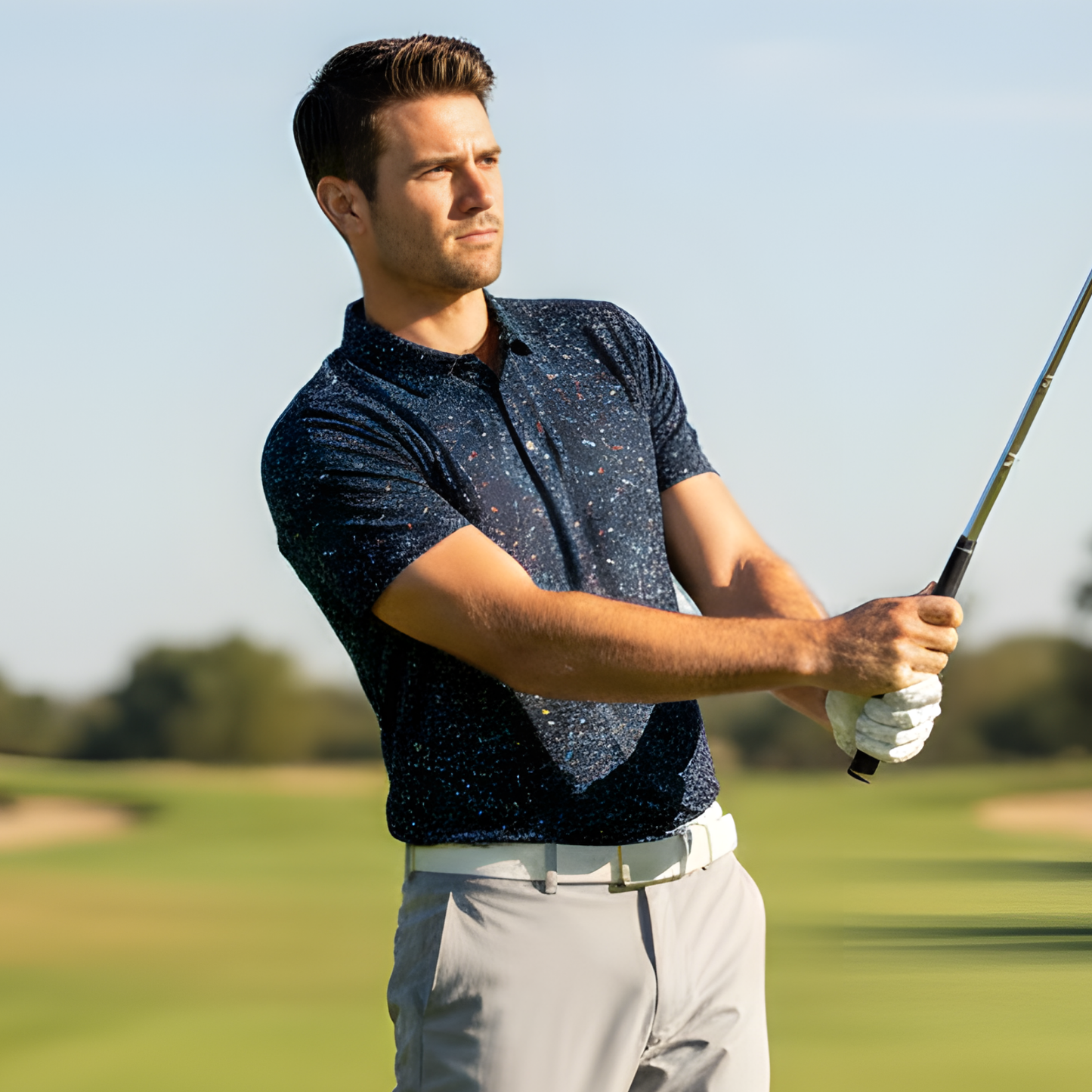 Starry Night, All-Over Print Men's UV Protection POLO Shirt
