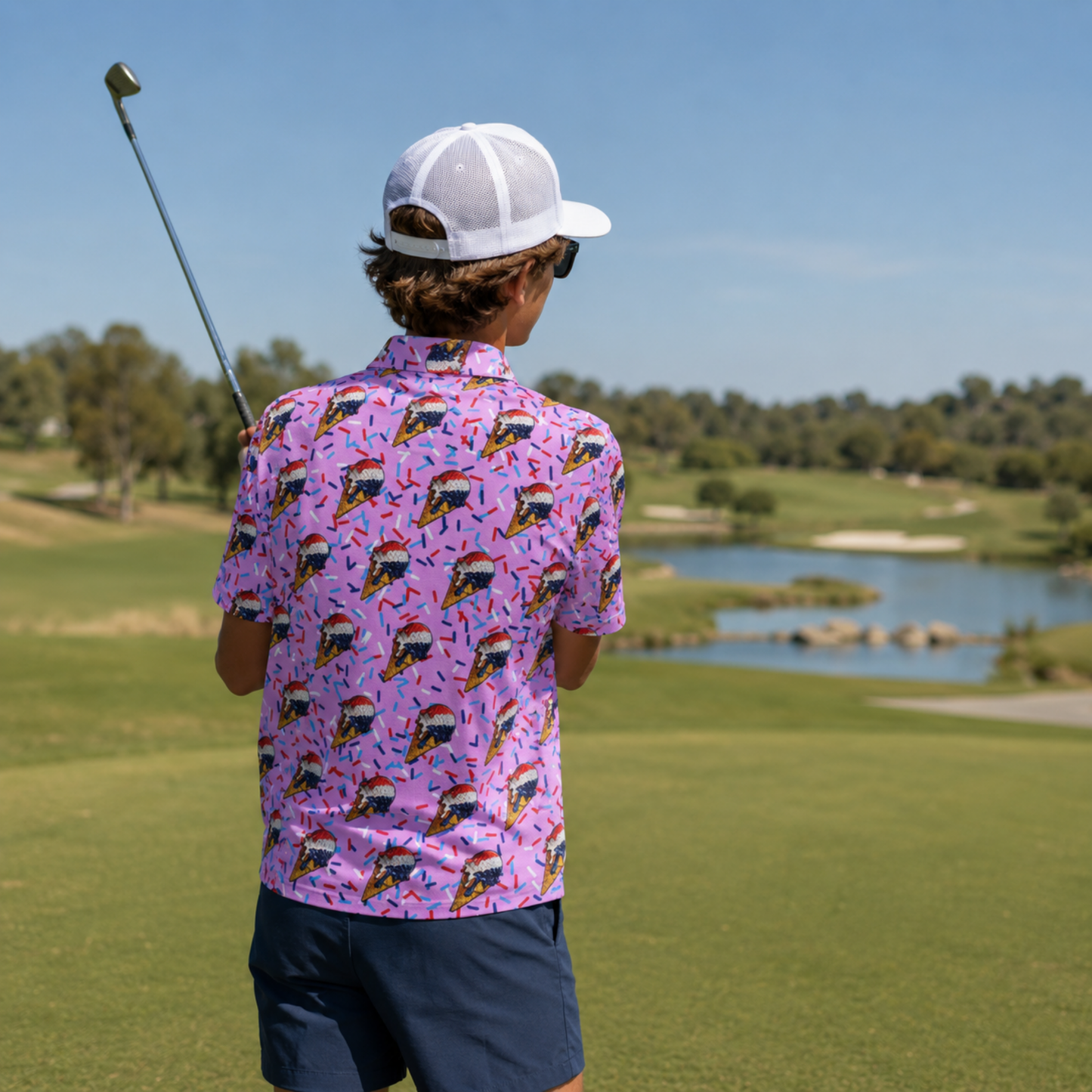 Teen / Youth UV Protection Polo Shirt, Ice Cream Golf Balls