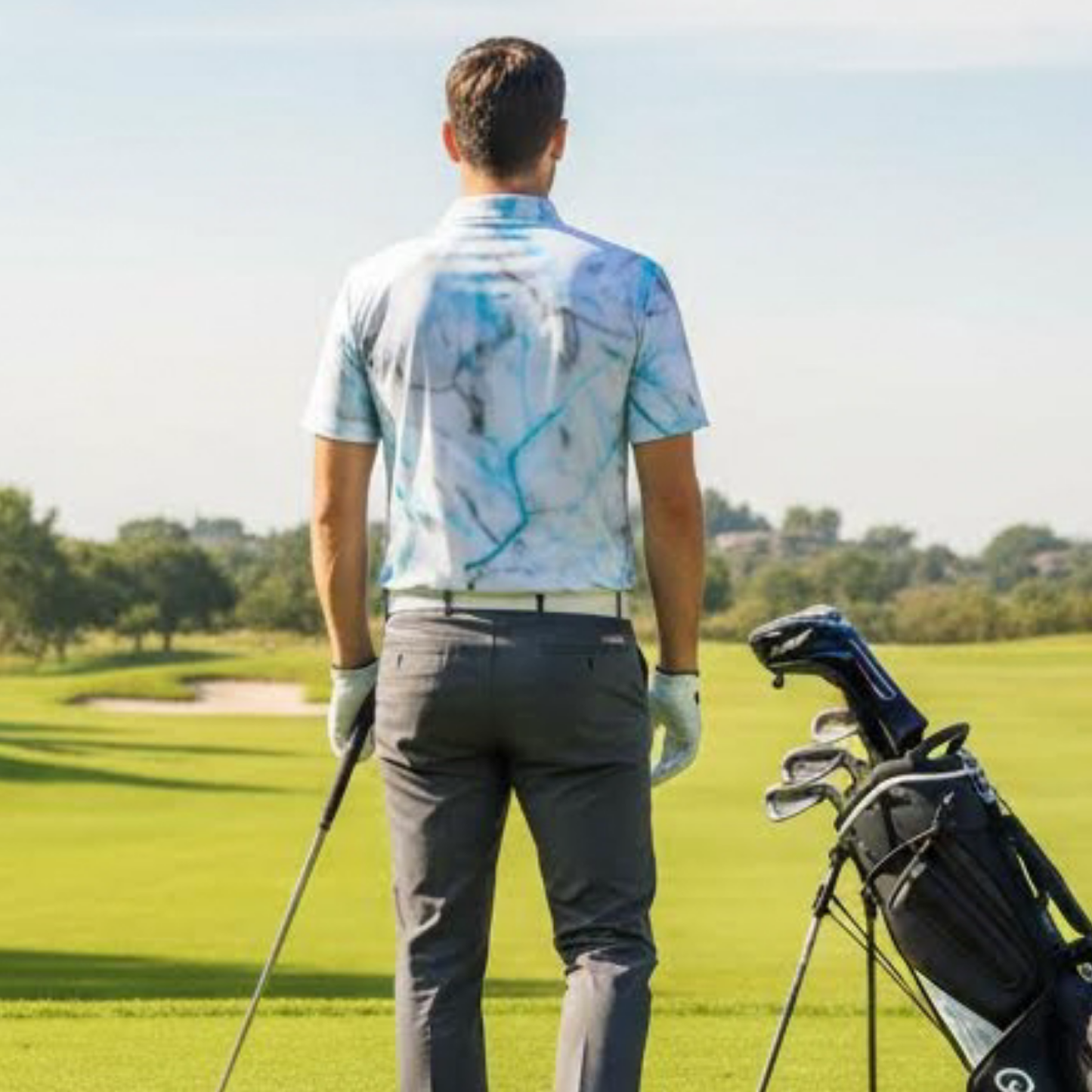 Men's UV Protection Polo Shirt, Marble Swirl Design