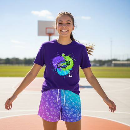 Adult Unisex Mesh Basketball Purple Graffiti Shorts