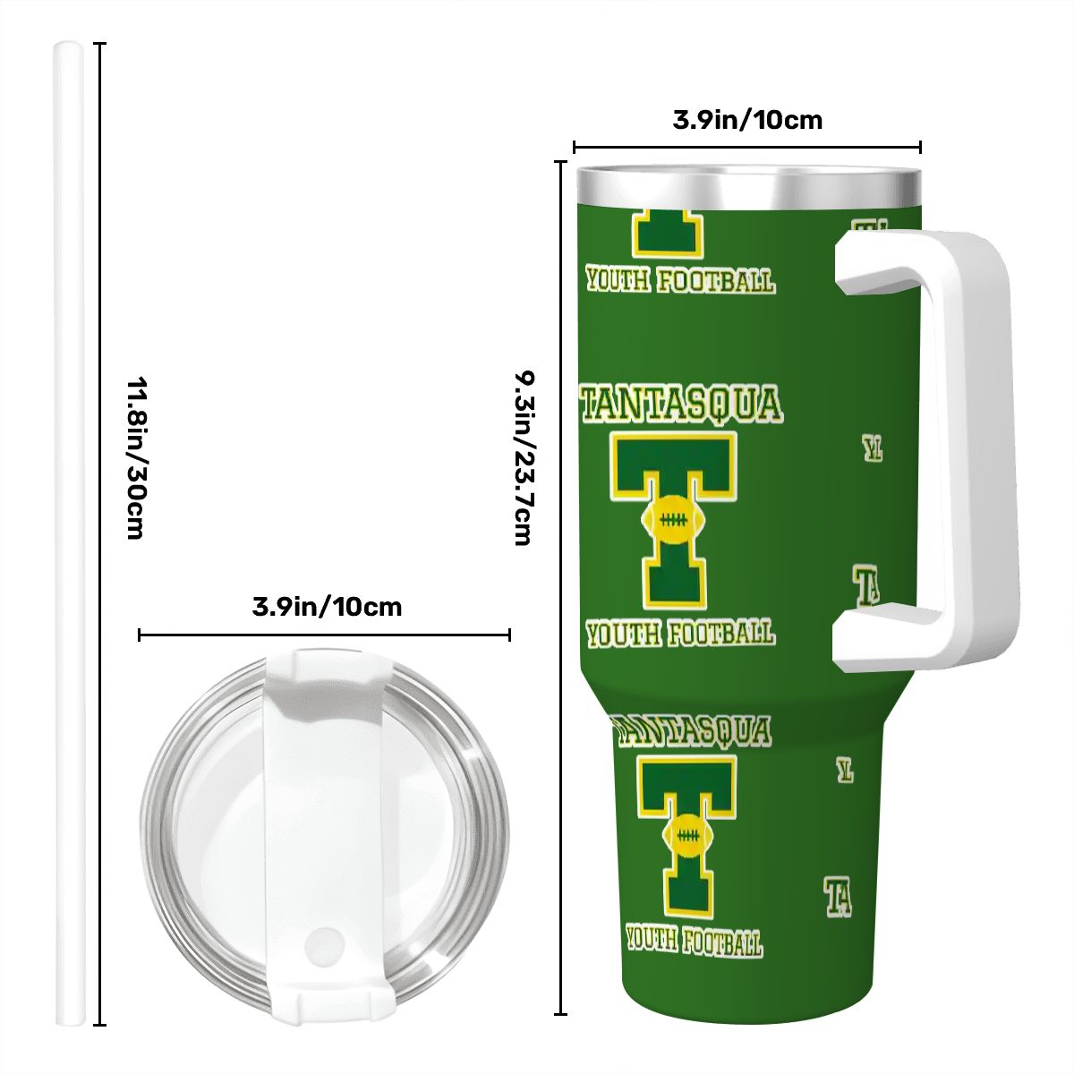 TYFC Travel Coffee Mug with Handle and Straw (40oz) (TYF, Green)