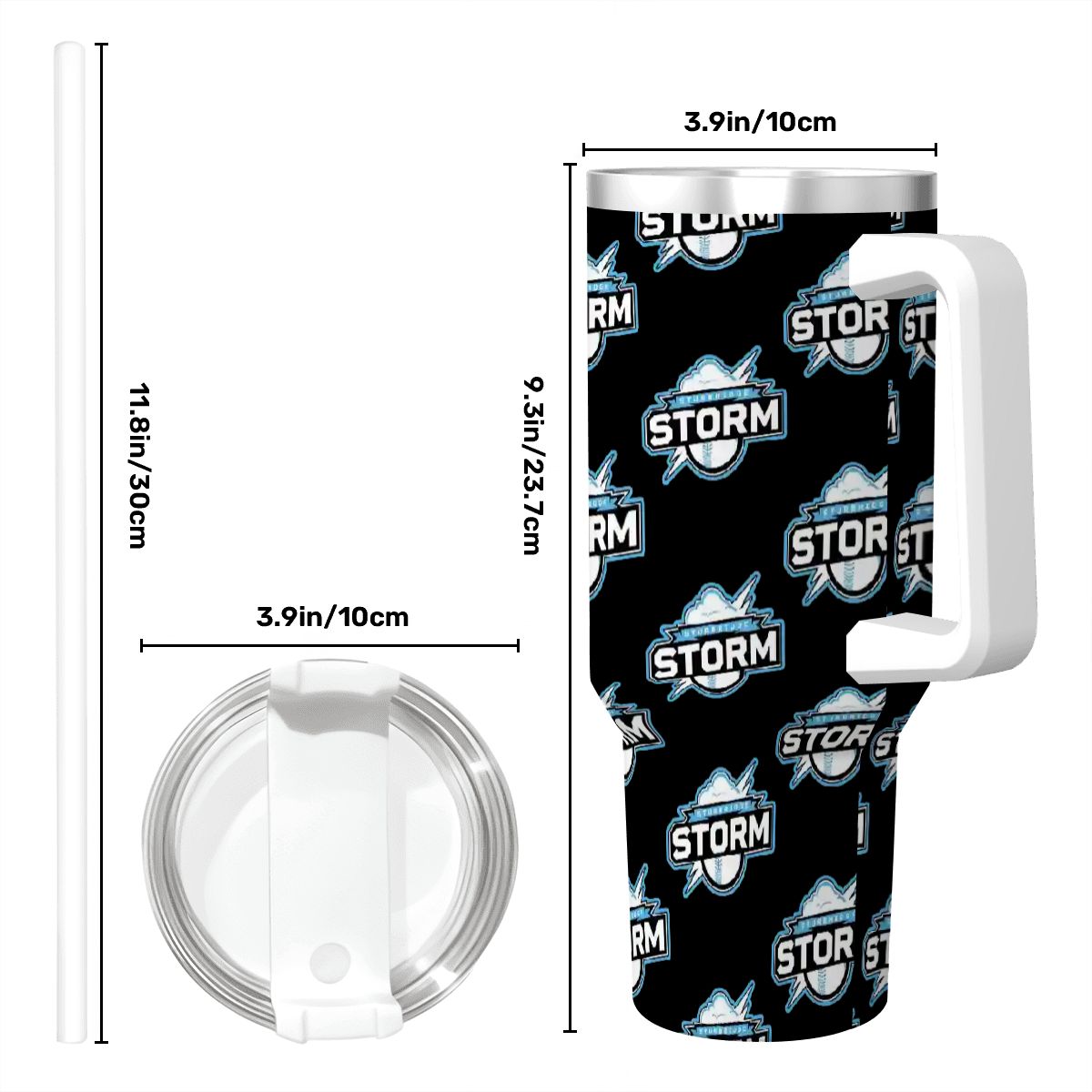 Storm Travel Coffee Mug with Handle and Straw (Black, 40oz)