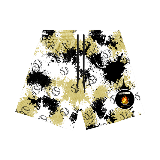 Adult Brimfield Inferno Softball Mesh Shorts Paint Splatter Edition 1 (with inner liner)