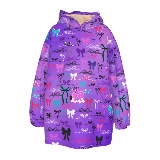 Kids Gradient Purple Coquette Aesthetic Blanket Hoodie
