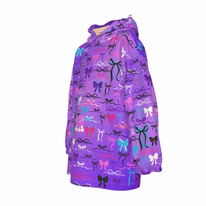 Kids Gradient Purple Coquette Aesthetic Blanket Hoodie