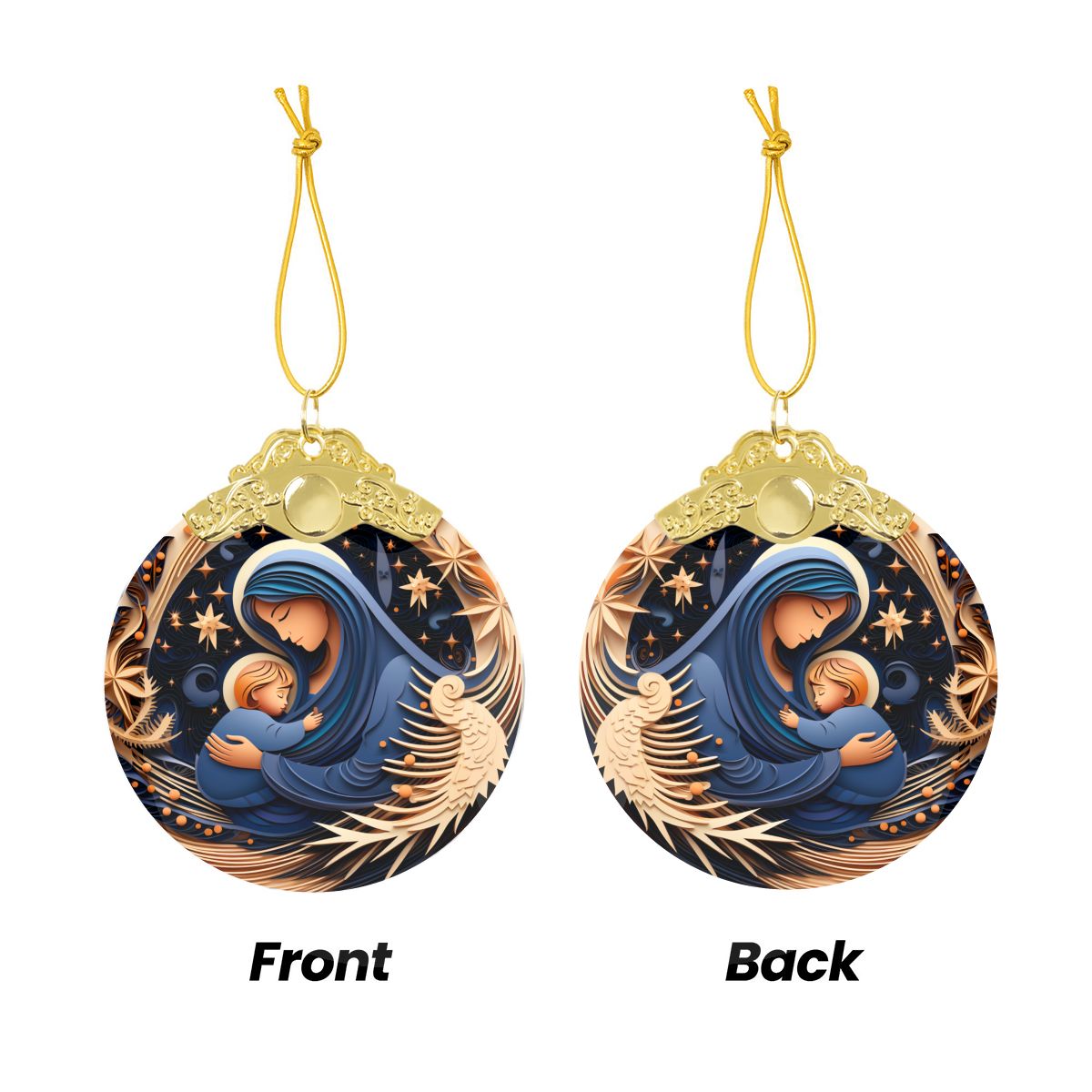 Round Glass Christmas Ornament - Gold / Silver