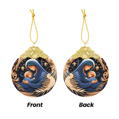 Round Glass Christmas Ornament - Gold / Silver