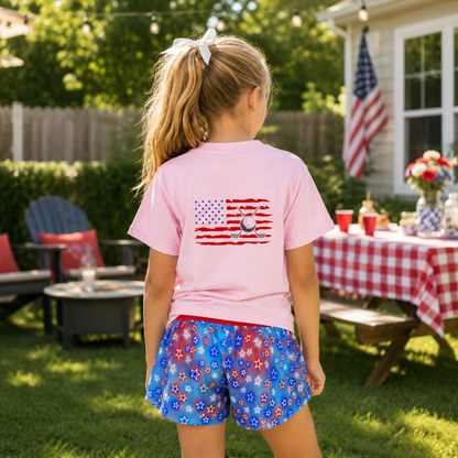 Girls Summer Americana Butterly Sports Shorts