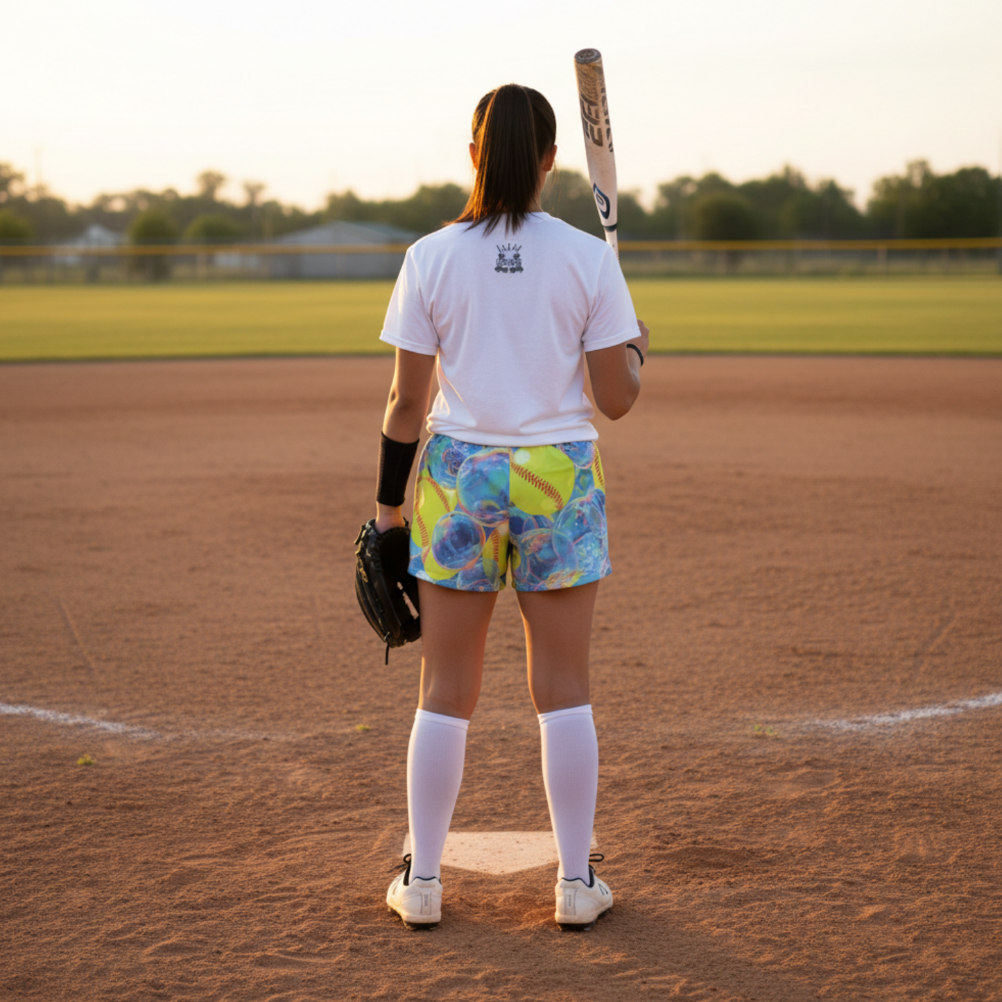 Adult All Over Print Softball Bubble Shorts, Doubles and Bubbles