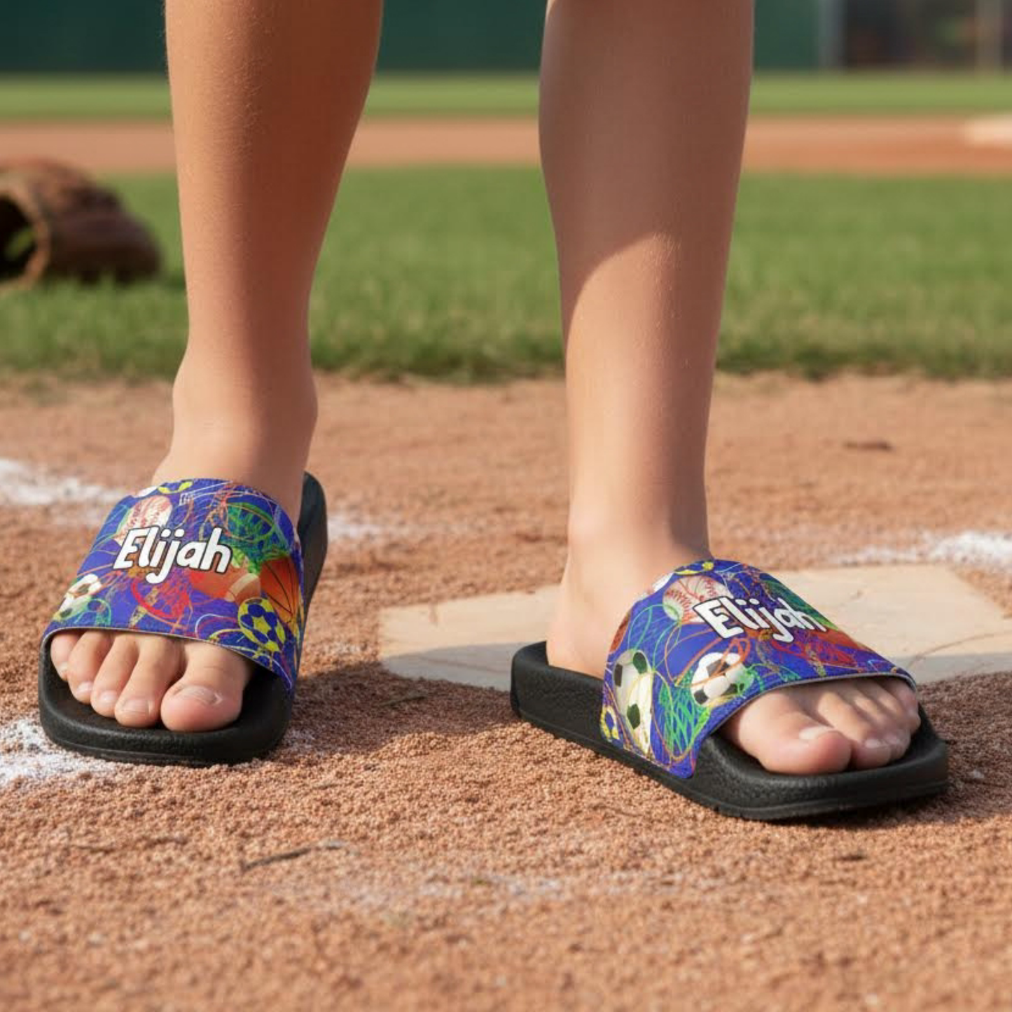 Personalized Youth Sports Sandals, Removable Strap All Sports Kids Slides