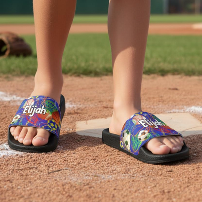 Personalized Youth Sports Sandals, Removable Strap All Sports Kids Slides