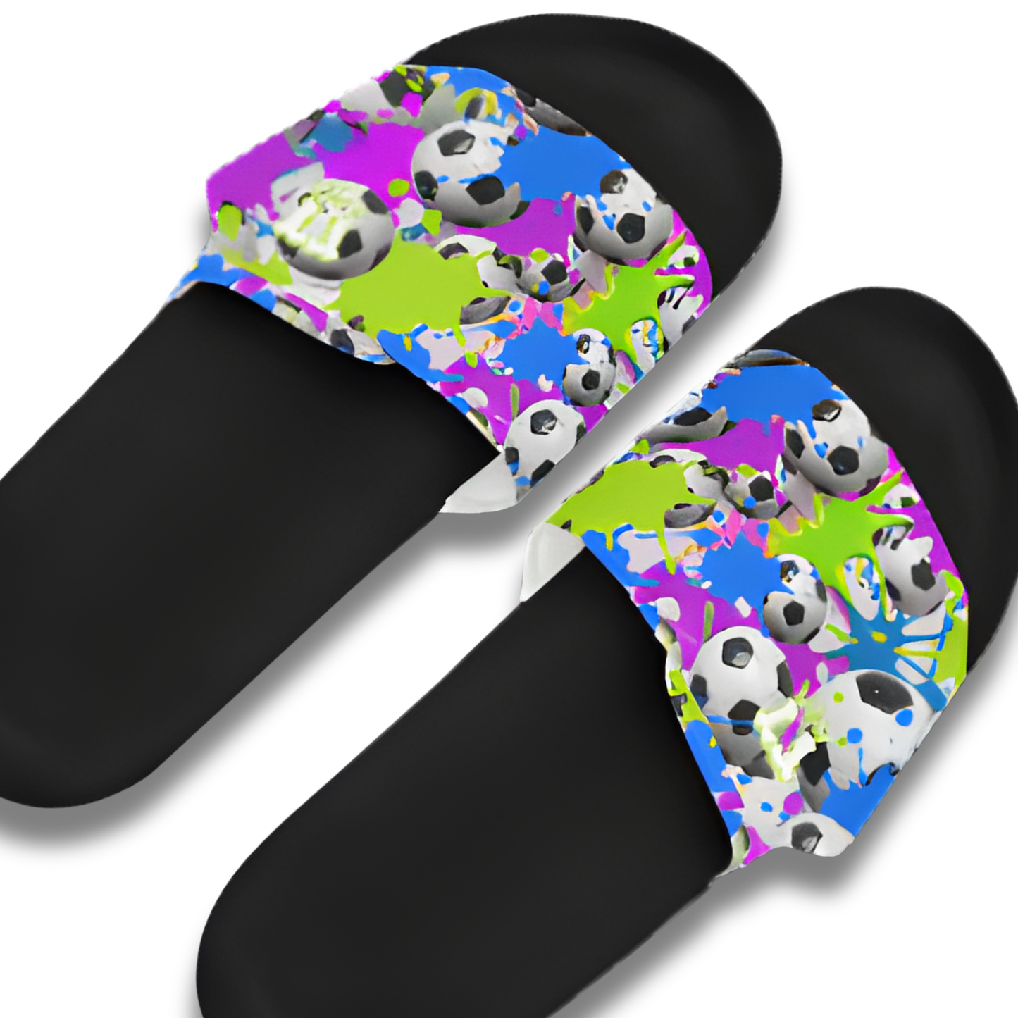 Women's Soccer Slides, Sandals, Paint Splash Design
